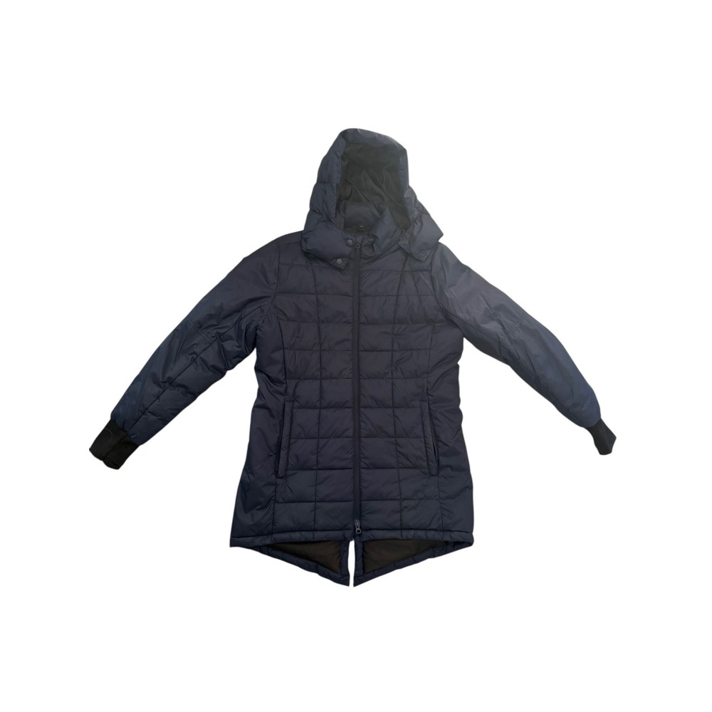 SOLD SWISS+TECH Women's Navy Blue Quilted Hooded Puffer Zip Up Jacket Size M - Picture 3 of 7